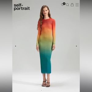 Self-Portrait ombré mesh midi dress size 4